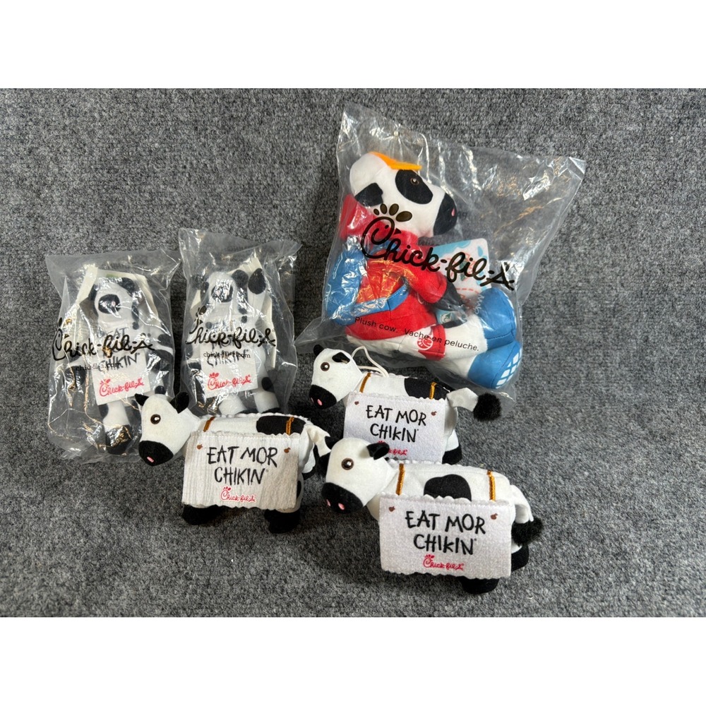 Chick-fil-A Eat Mor Chikin Plush Cow Lot Sealed and Loose Advertising Toy